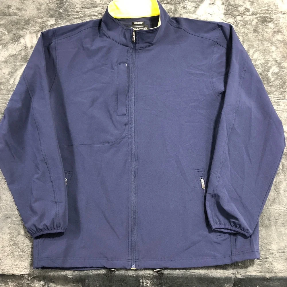 Pebble Beach Jacket Mens XL Blue Water Wind Resistant Performance Full‎ Zip Golf